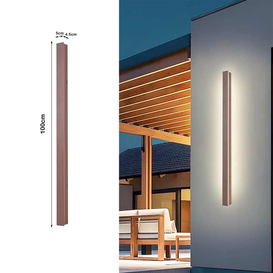 Brilagi - LED Outdoor Wall Light LINEAR LED/22W/230V 3000K IP65 100 cm Brown CRI 90