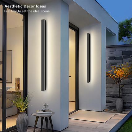Brilagi - LINEAR LED Outdoor Wall Light/22W/230V/4000K/IP65/100 cm/Black/CRI 90