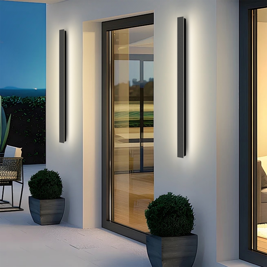 Brilagi - LINEAR LED Outdoor Wall Light/22W/230V/4000K/IP65/100 cm/Black/CRI 90