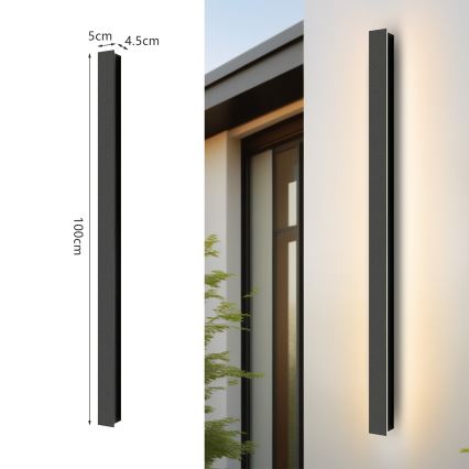 Brilagi - LINEAR LED Outdoor Wall Light/22W/230V/4000K/IP65/100 cm/Black/CRI 90