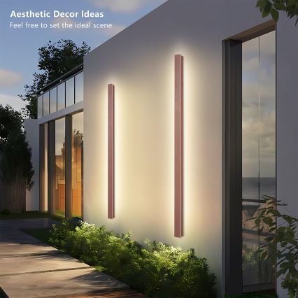 Brilagi - LINEAR LED Outdoor Wall Light, 32W, 230V, 3000K, IP65, 140 cm, Brown, CRI 90