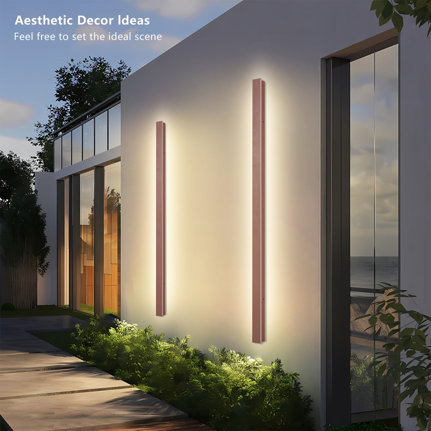 Brilagi - LINEAR LED Outdoor Wall Light, 32W, 230V, 3000K, IP65, 140 cm, Brown, CRI 90