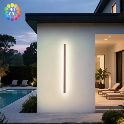 Brilagi - LINEAR LED Outdoor Wall Light, 32W, 230V, 3000K, IP65, 140 cm, Brown, CRI 90