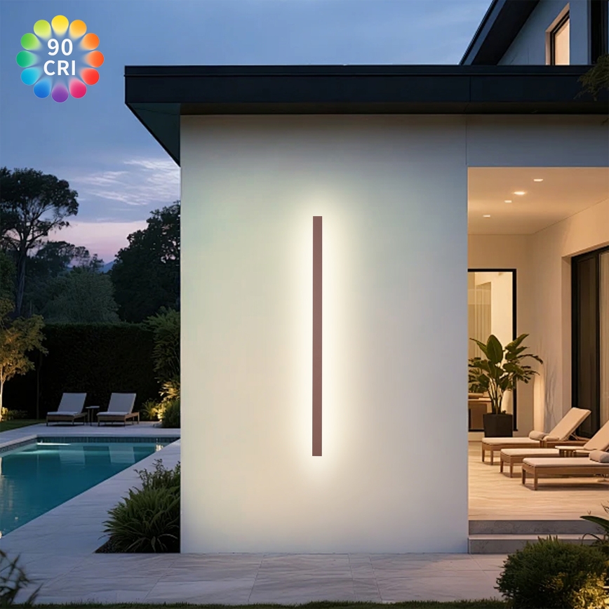 Brilagi - LINEAR LED Outdoor Wall Light, 32W, 230V, 3000K, IP65, 140 cm, Brown, CRI 90