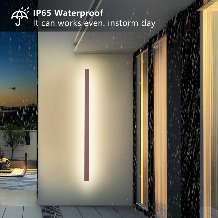 Brilagi - LINEAR LED Outdoor Wall Light, 32W, 230V, 3000K, IP65, 140 cm, Brown, CRI 90
