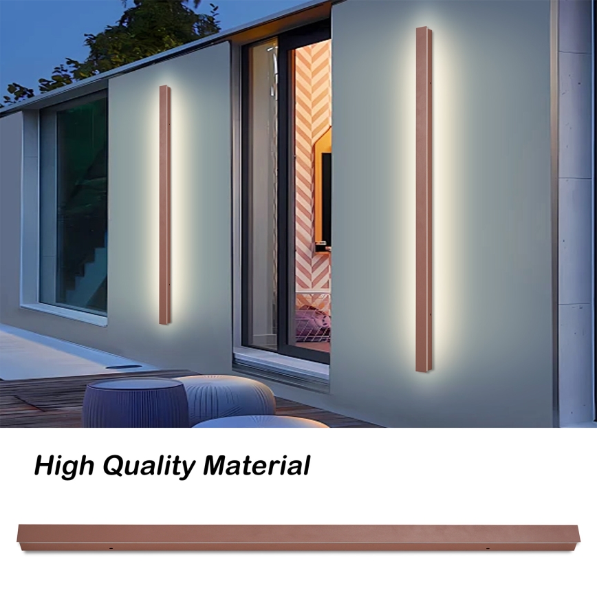 Brilagi - LINEAR LED Outdoor Wall Light, 32W, 230V, 3000K, IP65, 140 cm, Brown, CRI 90