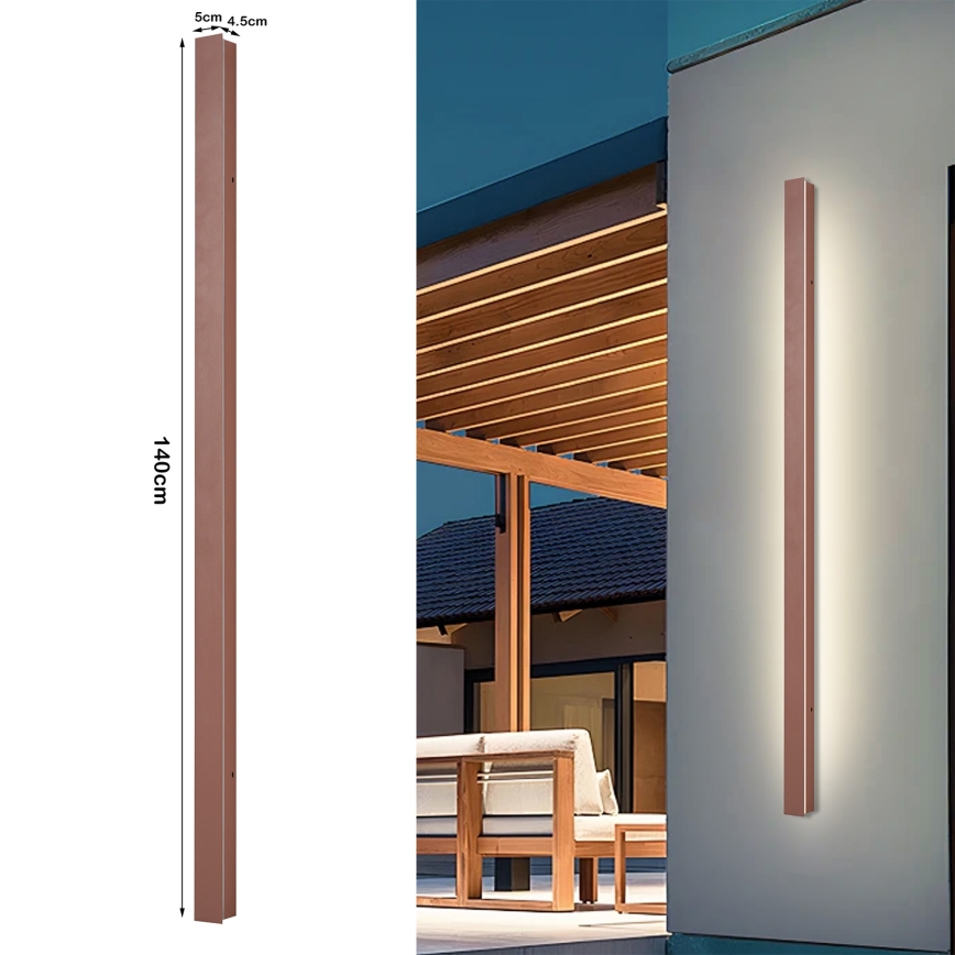 Brilagi - LINEAR LED Outdoor Wall Light, 32W, 230V, 3000K, IP65, 140 cm, Brown, CRI 90