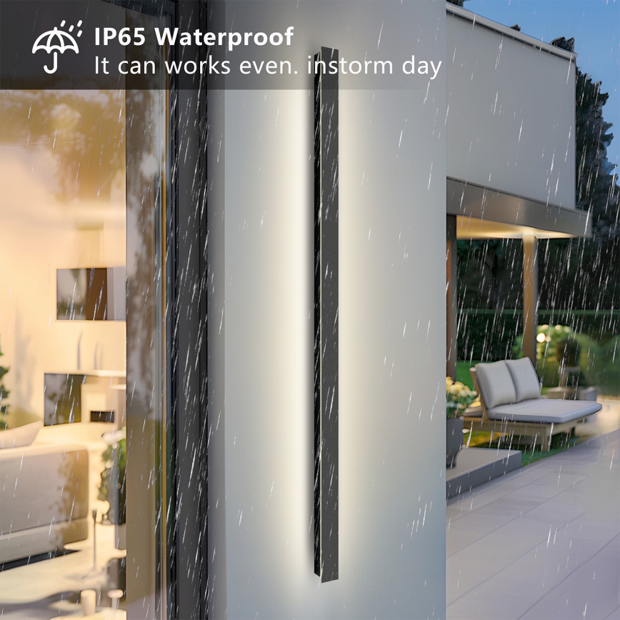 Brilagi - LINEAR LED Outdoor Wall Light LED/32W/230V 3000K IP65 140 cm Black CRI 90