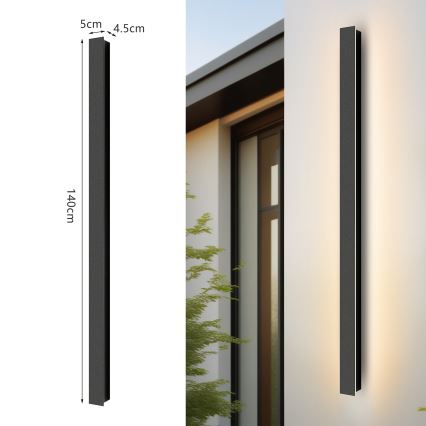 Brilagi - LINEAR LED Outdoor Wall Light LED/32W/230V 3000K IP65 140 cm Black CRI 90