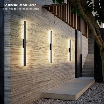 Brilagi - LINEO LED Outdoor Wall Light, 24 W, 230 V, 4000 K, IP65, 100 cm, Black, CRI 90