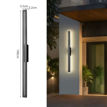Brilagi - LINEO LED Outdoor Wall Light, 24 W, 230 V, 4000 K, IP65, 100 cm, Black, CRI 90