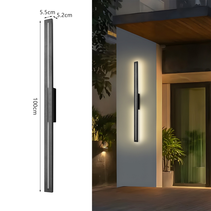 Brilagi - LINEO LED Outdoor Wall Light, 24 W, 230 V, 4000 K, IP65, 100 cm, Black, CRI 90