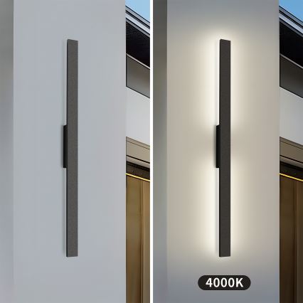 Brilagi - LUNA LED Outdoor Wall Light, 24W, 230V, 4000K, IP65, 100 cm, Black, CRI 90