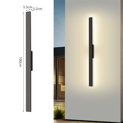 Brilagi - LUNA LED Outdoor Wall Light, 24W, 230V, 4000K, IP65, 100 cm, Black, CRI 90