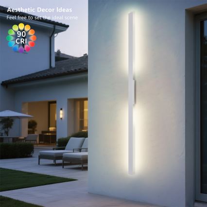 Brilagi - LUNA LED/30W/230V Outdoor Wall Light 3000K IP65 150 cm White CRI 90