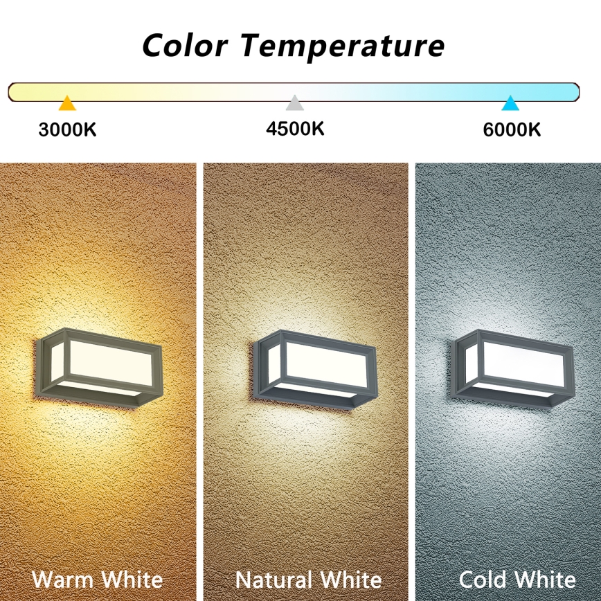Brilagi - LED Outdoor wall light PARKER LED/12W/230V 3000/4500/6000K grey IP44