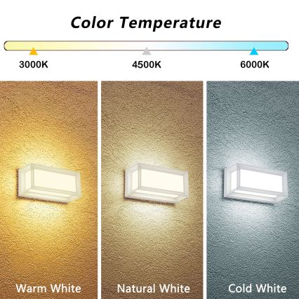 Brilagi - PARKER LED Outdoor Wall Light 12W/230V 3000/4500/6000K White IP44