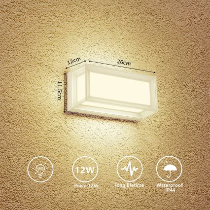 Brilagi - PARKER LED Outdoor Wall Light 12W/230V 3000/4500/6000K White IP44