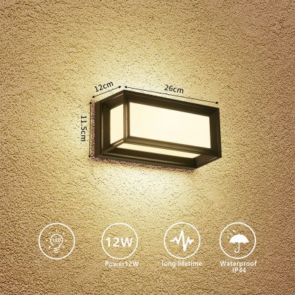 Brilagi - LED Outdoor Wall Light PARKER LED/12W/230V Black IP44