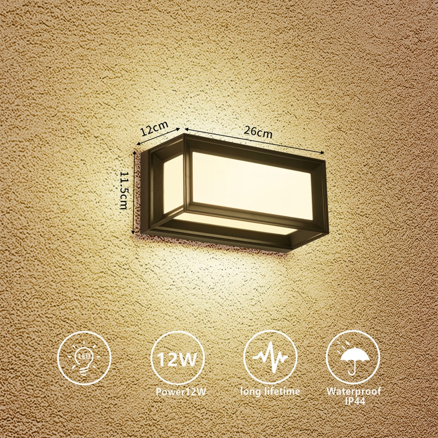 Brilagi - LED Outdoor Wall Light PARKER LED/12W/230V Black IP44