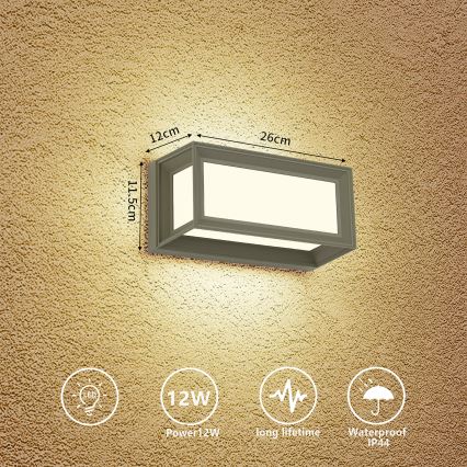 Brilagi - LED Outdoor Wall Light PARKER LED/12W/230V grey IP44