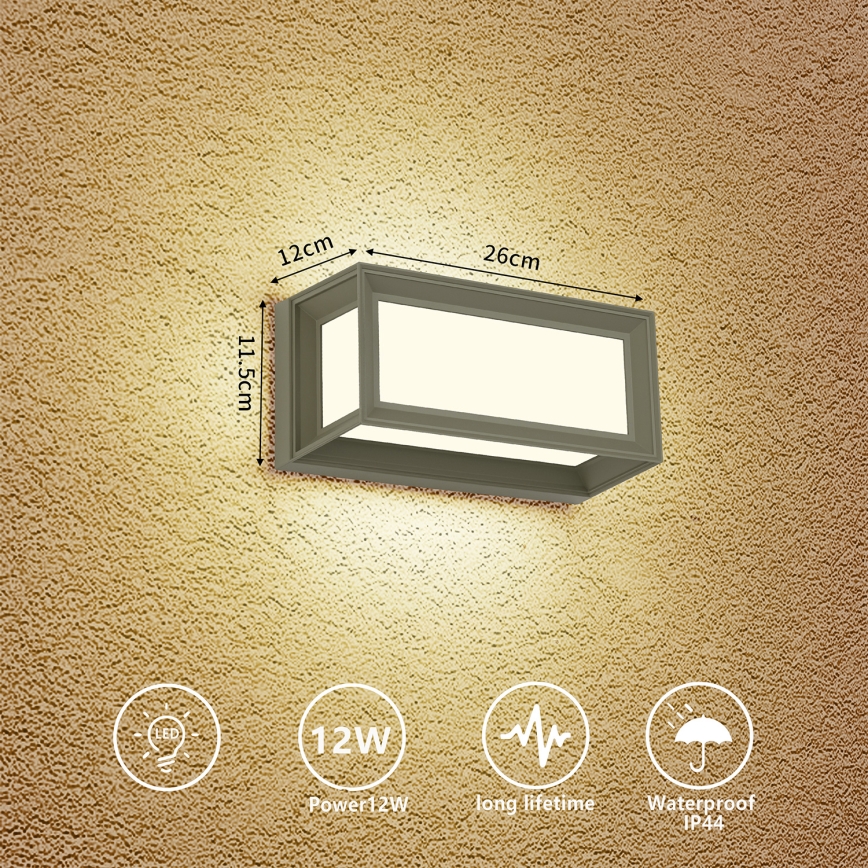 Brilagi - LED Outdoor Wall Light PARKER LED/12W/230V grey IP44