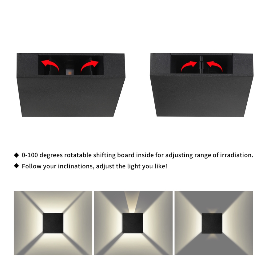 Brilagi - LED Outdoor Wall Light QUADRAY LED/4W/230V black IP65