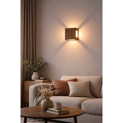 Brilagi - LED Outdoor Wall Light QUADRAY LED/6W/230V Wood-effect Finish IP54