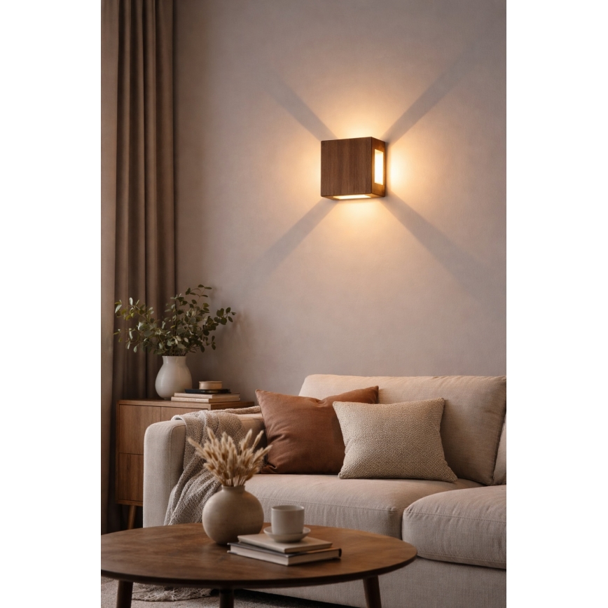 Brilagi - LED Outdoor Wall Light QUADRAY LED/6W/230V Wood-effect Finish IP54