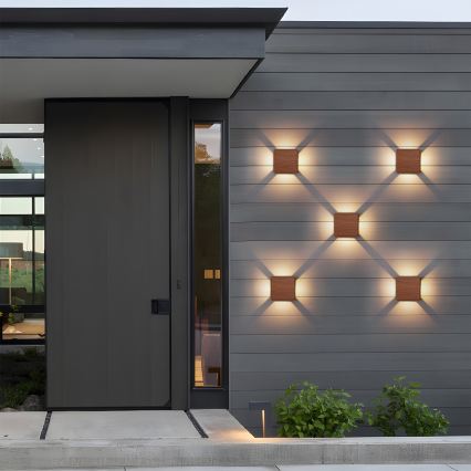 Brilagi - LED Outdoor Wall Light QUADRAY LED/6W/230V Wood-effect Finish IP54
