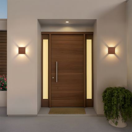 Brilagi - LED Outdoor Wall Light QUADRAY LED/6W/230V Wood-effect Finish IP54