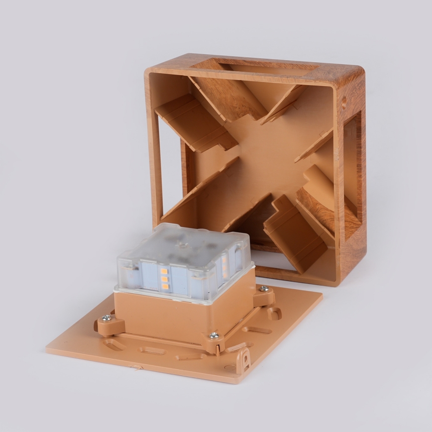 Brilagi - LED Outdoor Wall Light QUADRAY LED/6W/230V Wood-effect Finish IP54