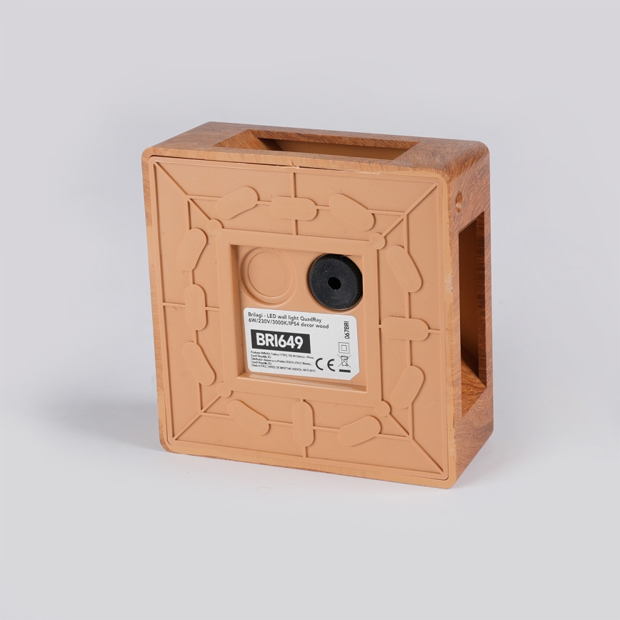 Brilagi - LED Outdoor Wall Light QUADRAY LED/6W/230V Wood-effect Finish IP54