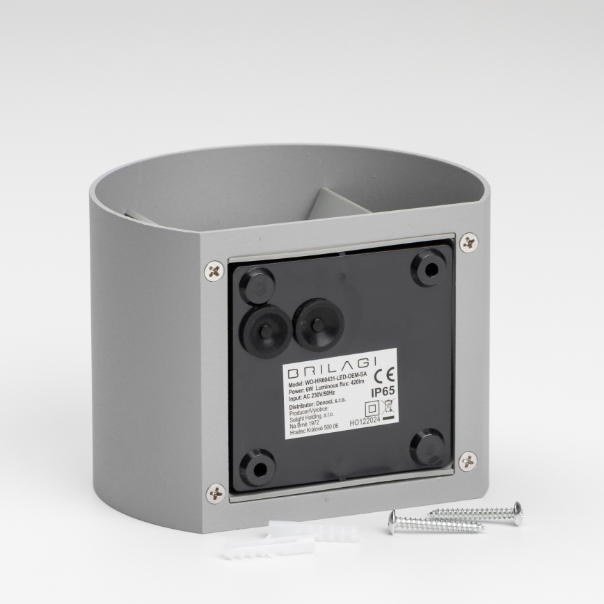 Brilagi - LED Outdoor wall light RONDO LED/6W/230V grey IP54