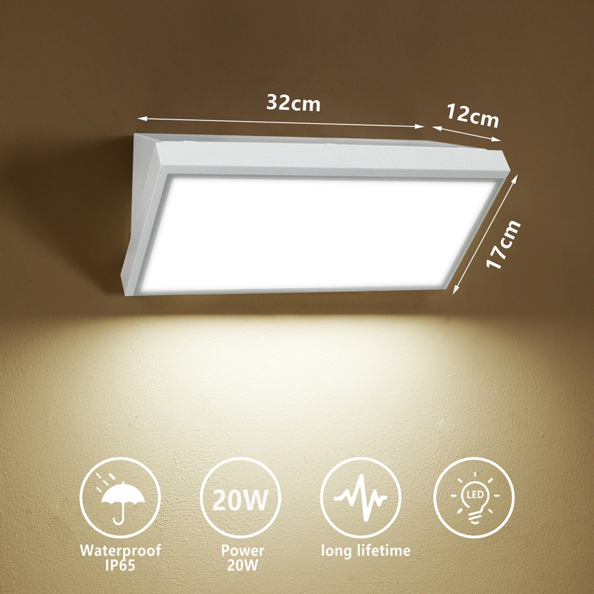 Brilagi - LED Outdoor wall light TRIANGLE LED/20W/230V white IP65