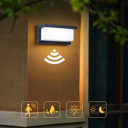 Brilagi - LED Outdoor wall light with a sensor BRICKY LED/12W/230V anthracite IP54