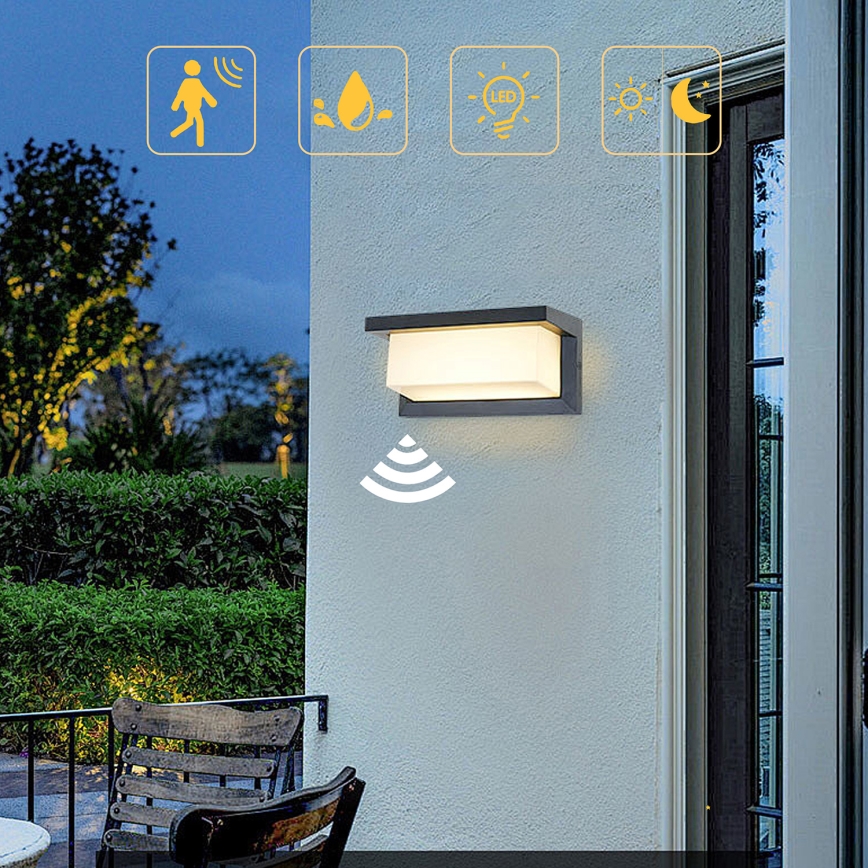 Brilagi - LED Outdoor wall light with a sensor BRICKY LED/12W/230V anthracite IP54