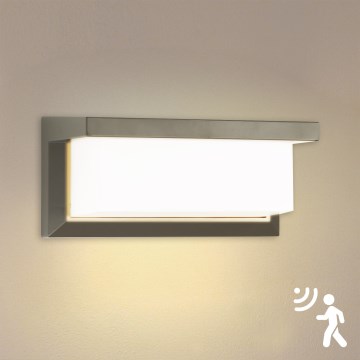 Brilagi - LED Outdoor wall light with a sensor BRICKY LED/12W/230V grey IP54