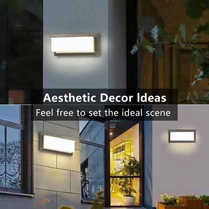Brilagi - LED Outdoor wall light with a sensor BRICKY LED/12W/230V grey IP54