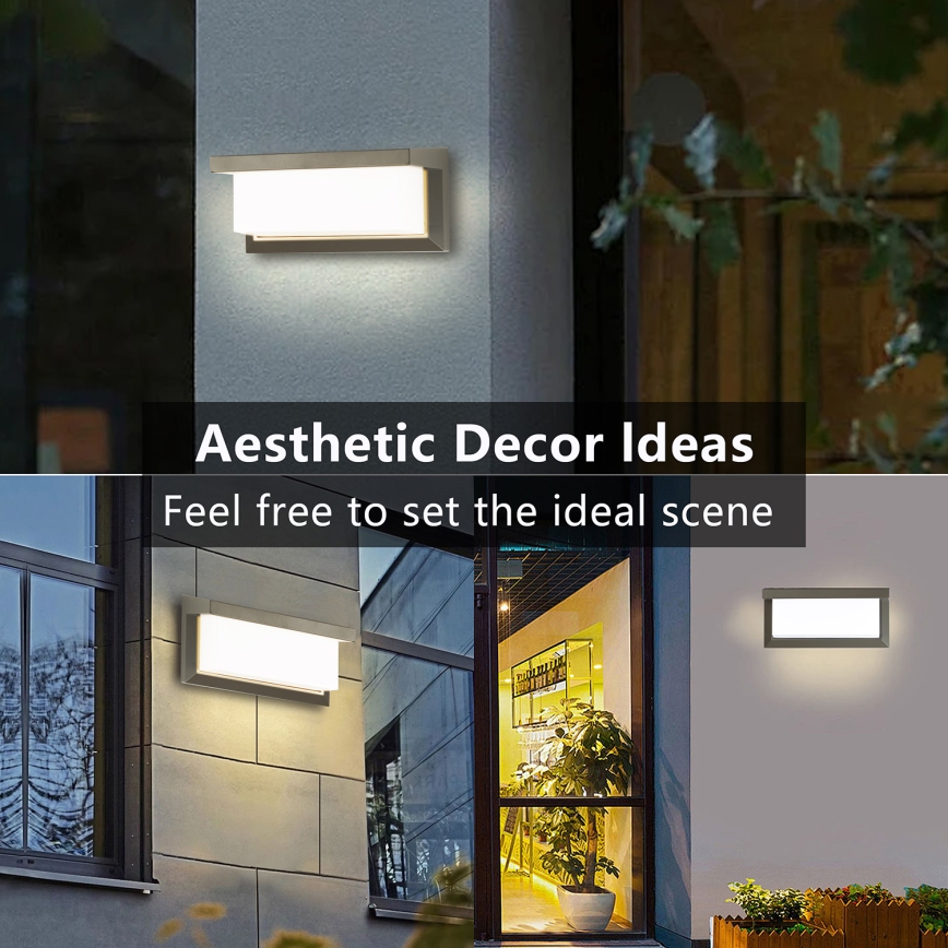 Brilagi - LED Outdoor wall light with a sensor BRICKY LED/12W/230V grey IP54