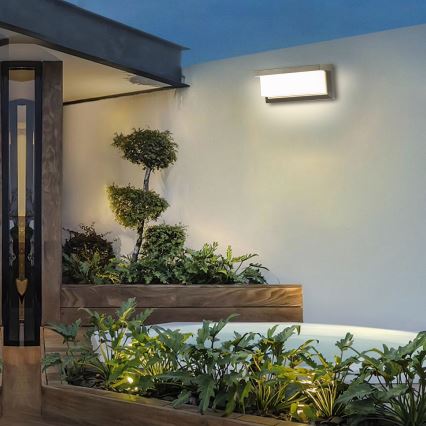 Brilagi - LED Outdoor wall light with a sensor BRICKY LED/12W/230V grey IP54