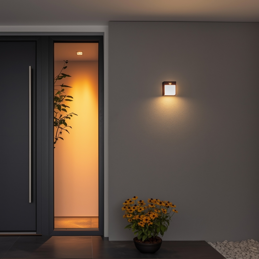 Brilagi - LED Outdoor wall light with a sensor TERNI LED/12W/230V black IP44