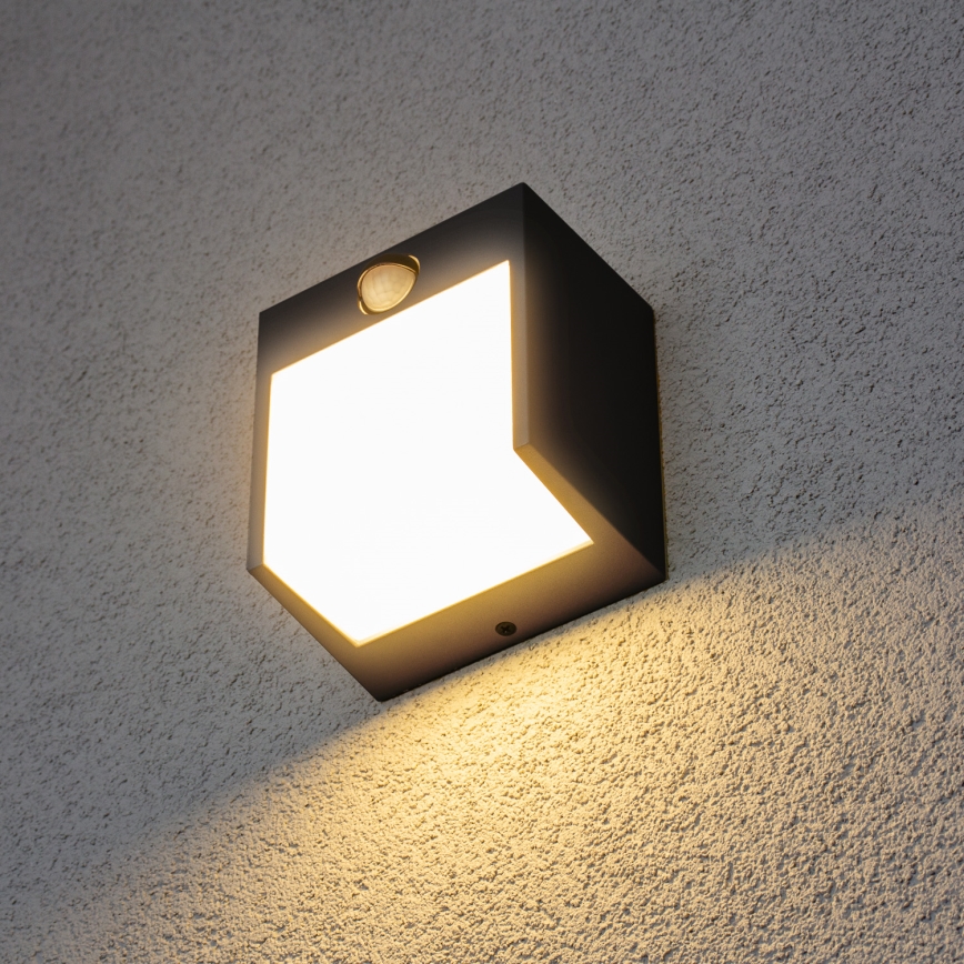 Brilagi - LED Outdoor wall light with a sensor TERNI LED/12W/230V black IP44