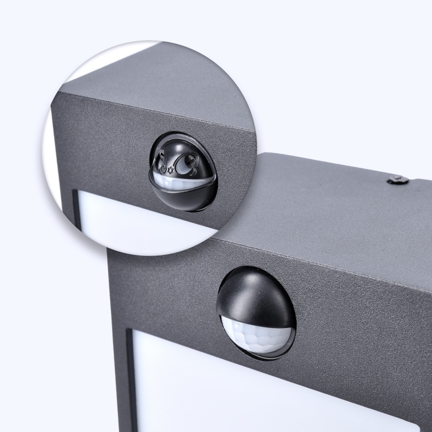 Brilagi - LED Outdoor wall light with a sensor TERNI LED/12W/230V black IP44