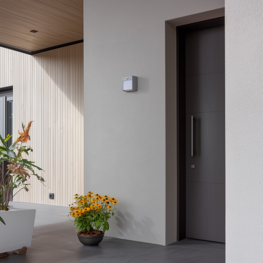 Brilagi - LED Outdoor wall light with a sensor TERNI LED/12W/230V grey IP44