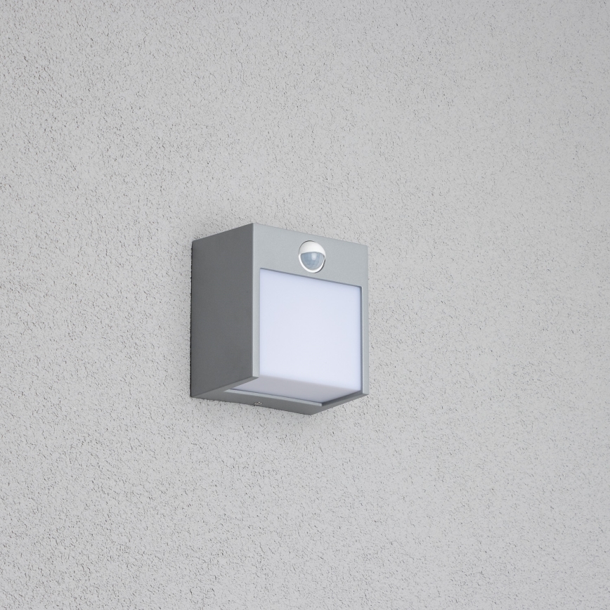 Brilagi - LED Outdoor wall light with a sensor TERNI LED/12W/230V grey IP44