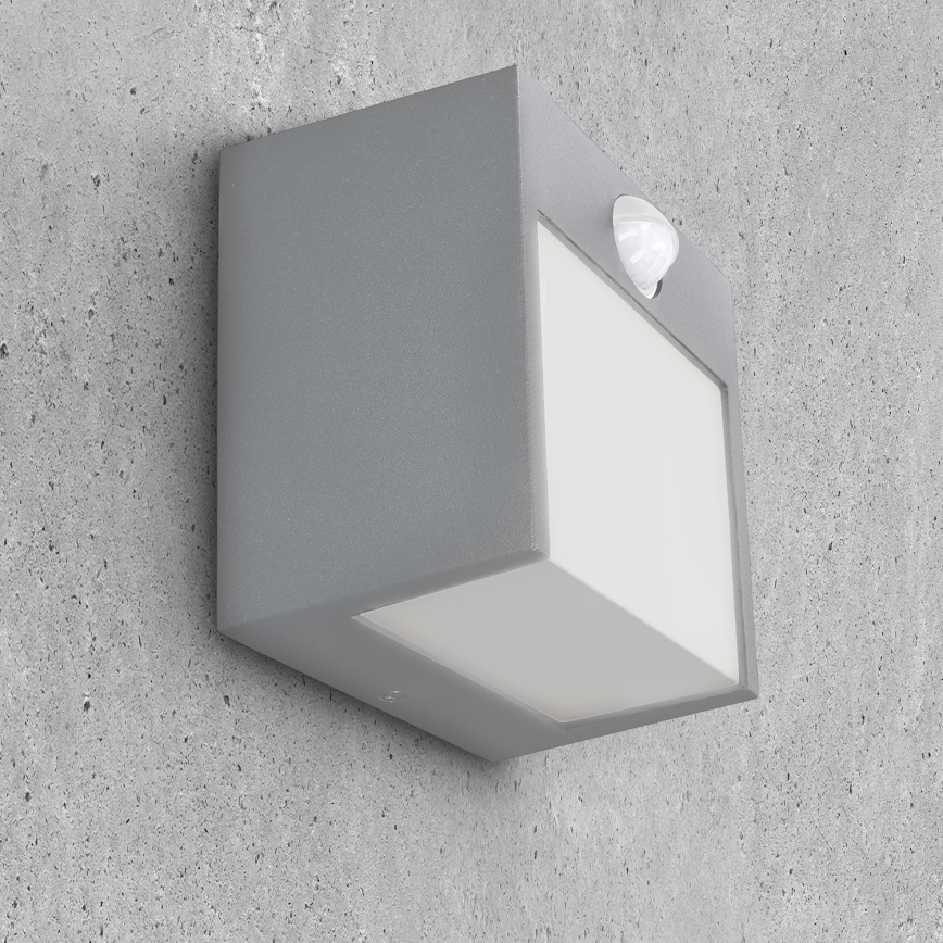 Brilagi - LED Outdoor wall light with a sensor TERNI LED/12W/230V grey IP44