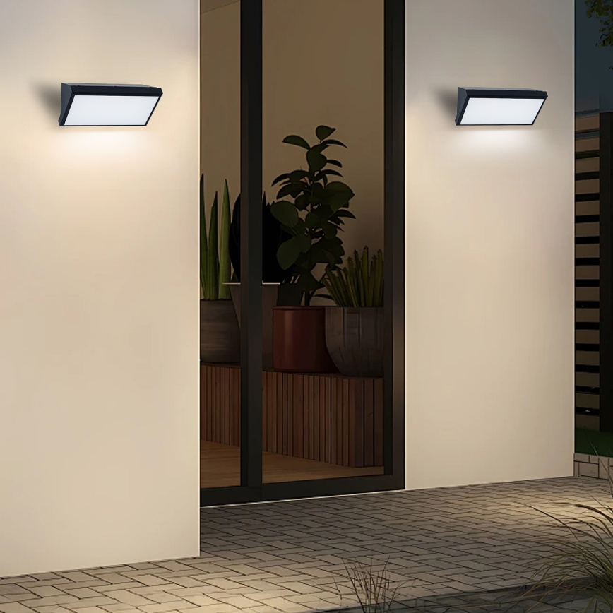 Brilagi - LED Outdoor wall light with a sensor TRIANGLE LED/20W/230V black IP65