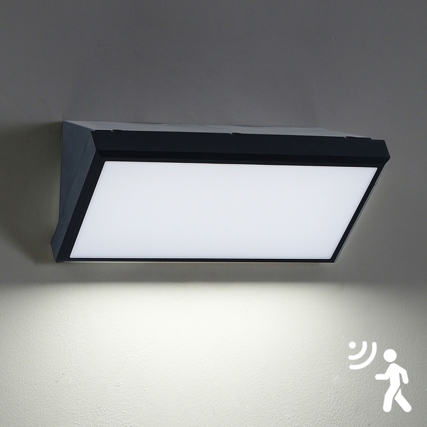 Brilagi - LED Outdoor wall light with a sensor TRIANGLE LED/20W/230V black IP65