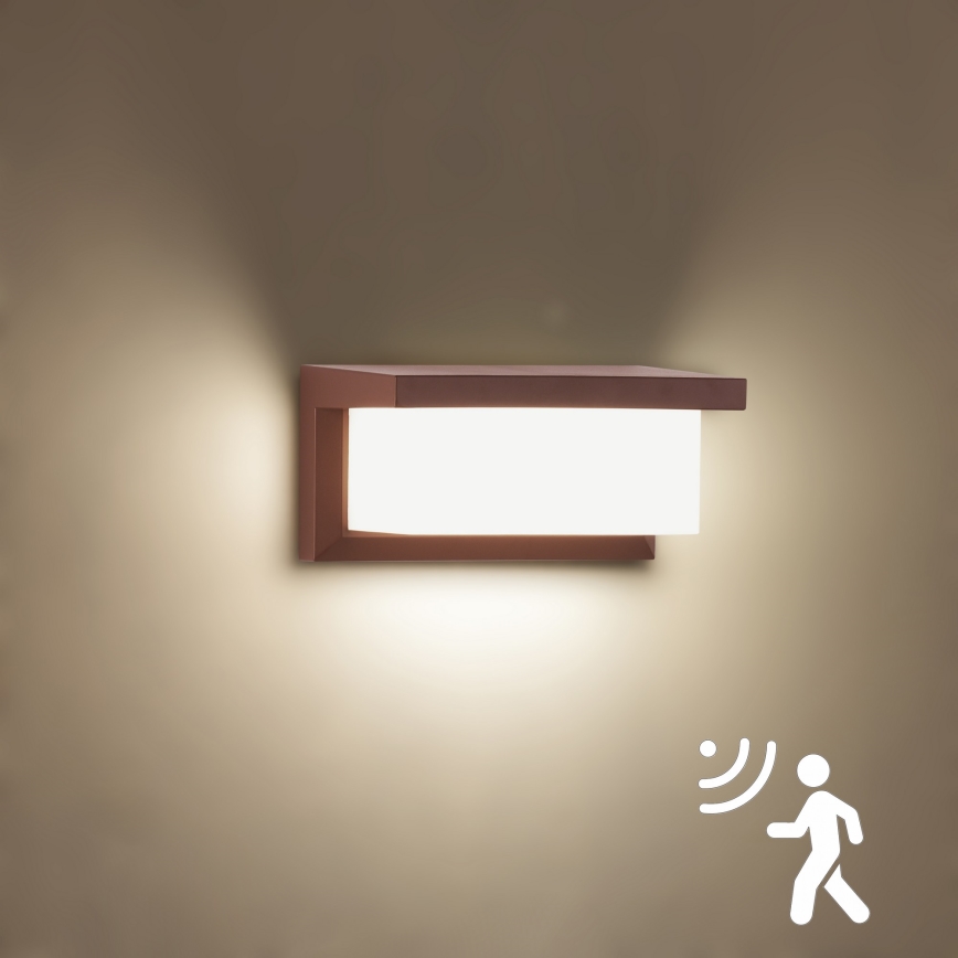 Brilagi - BRICKY LED Outdoor Wall Light with Sensor, 12W/230V, Brown, IP54